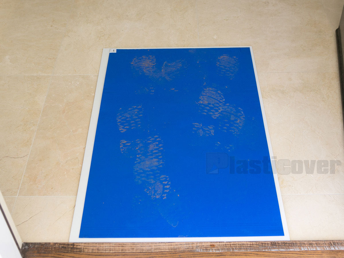 Blue Floor Protection Mat on Frame