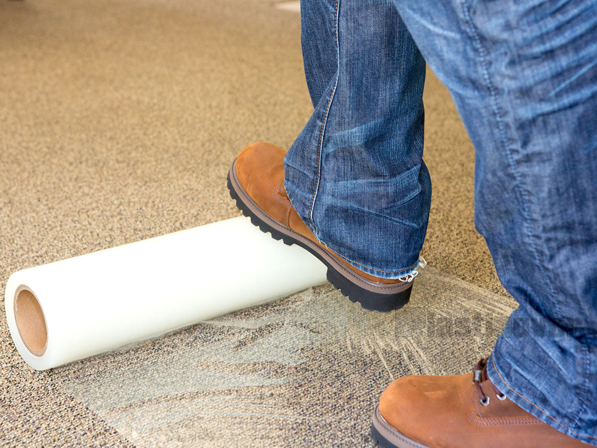 Carpwt Protector Rolling Out with Contractor Boots