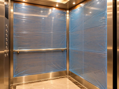 Cruise Ship Elevator Paneling Protected by 6-mil FR Film