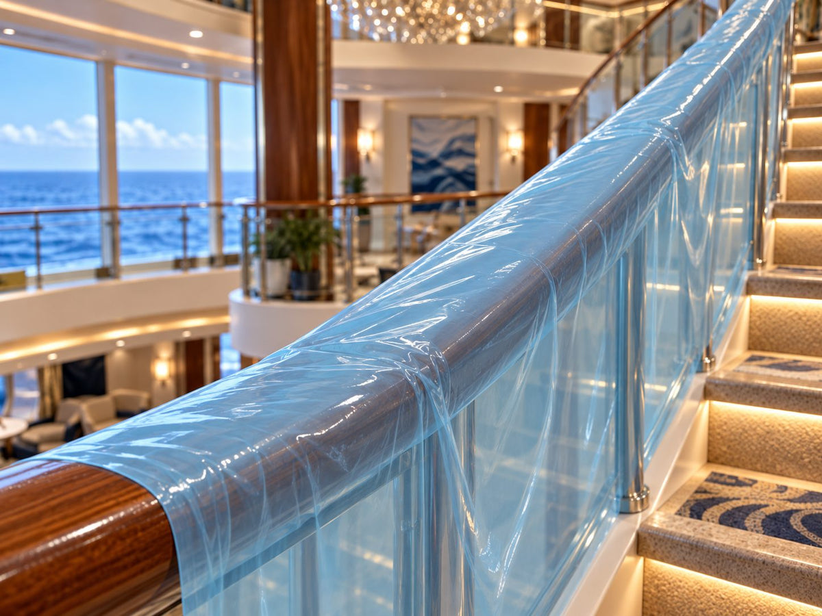 Cruise Ship Stair Railing with Fire Retardant Film Protection