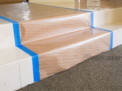 Reinforced Kraft Paper Taped to Stairs